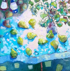 Summer Evening -contemporary still-life colourful table oil painting