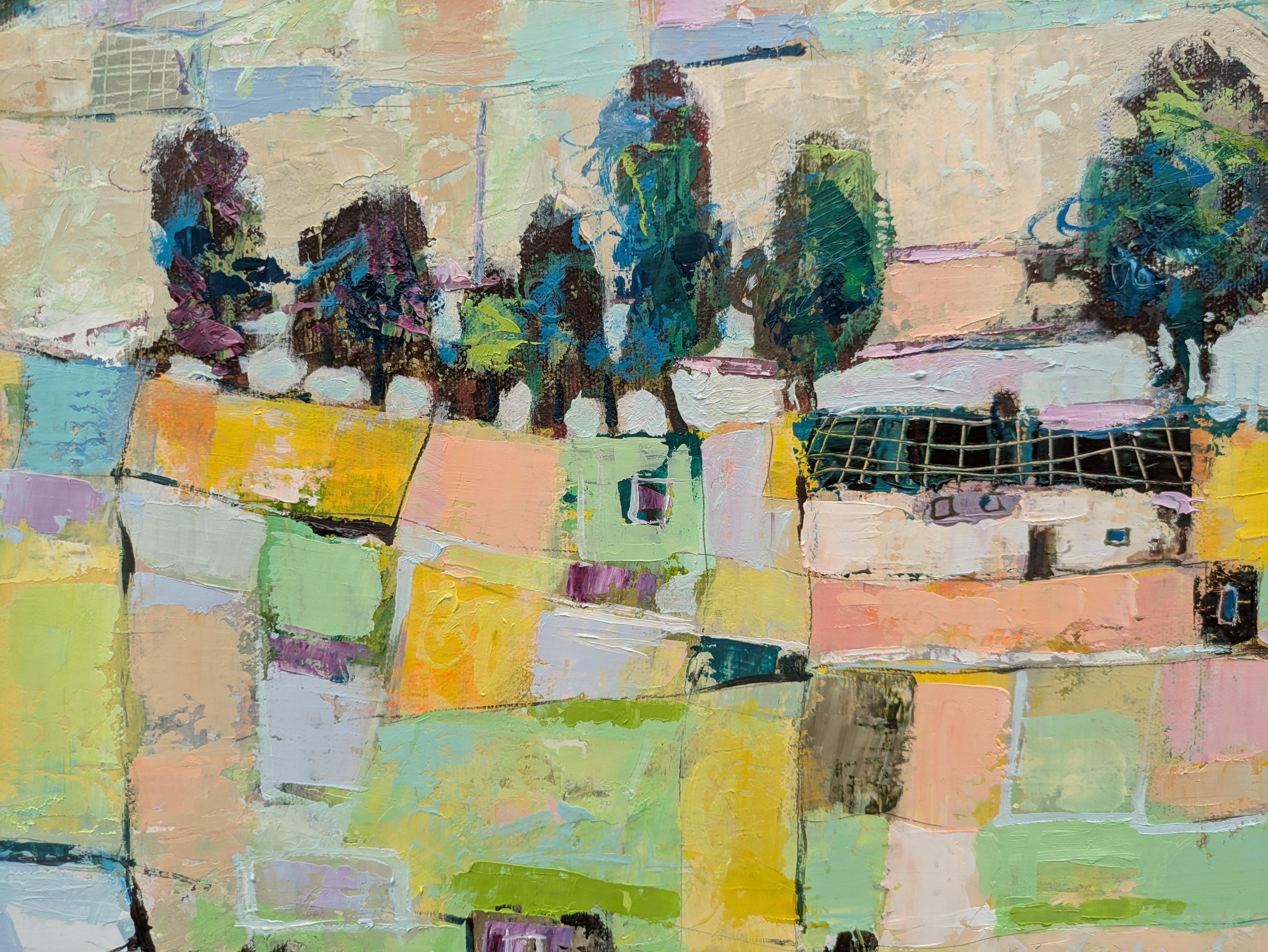 Sommer im Landhausstil (Grau), Landscape Painting, von Ania Pieniazek