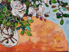 Summer Vibrations -contemporary still-life colourful table oil painting