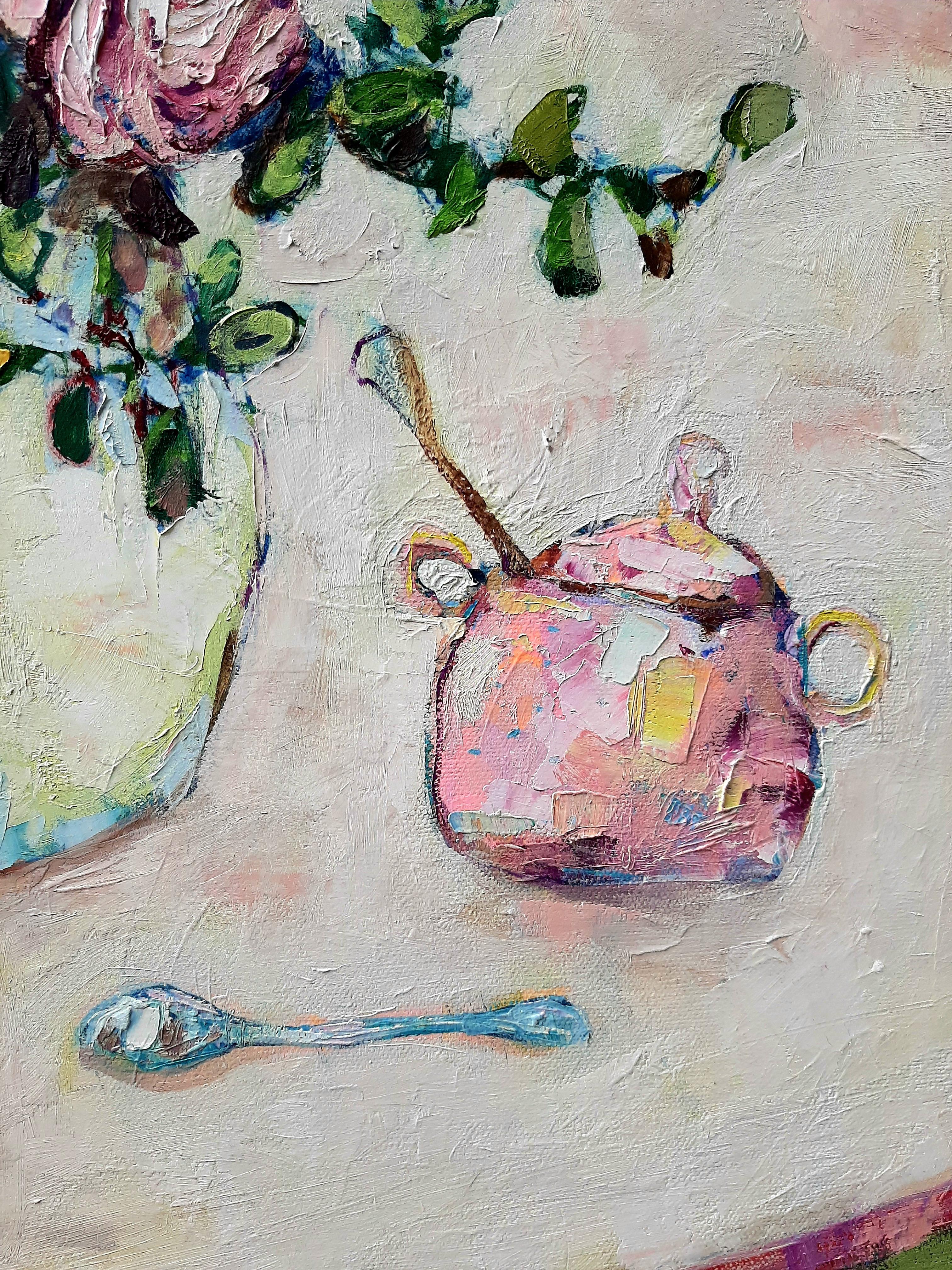 Of Polish descent and now living in London, Ania Pieniazek creates bold, bright art full of everyday joy and pleasure.  Influenced by Gustav Klimt, Paul Gauguin and Zbyslaw Marek Maciejewski amongst others, her work observes simple scenes of fruit,