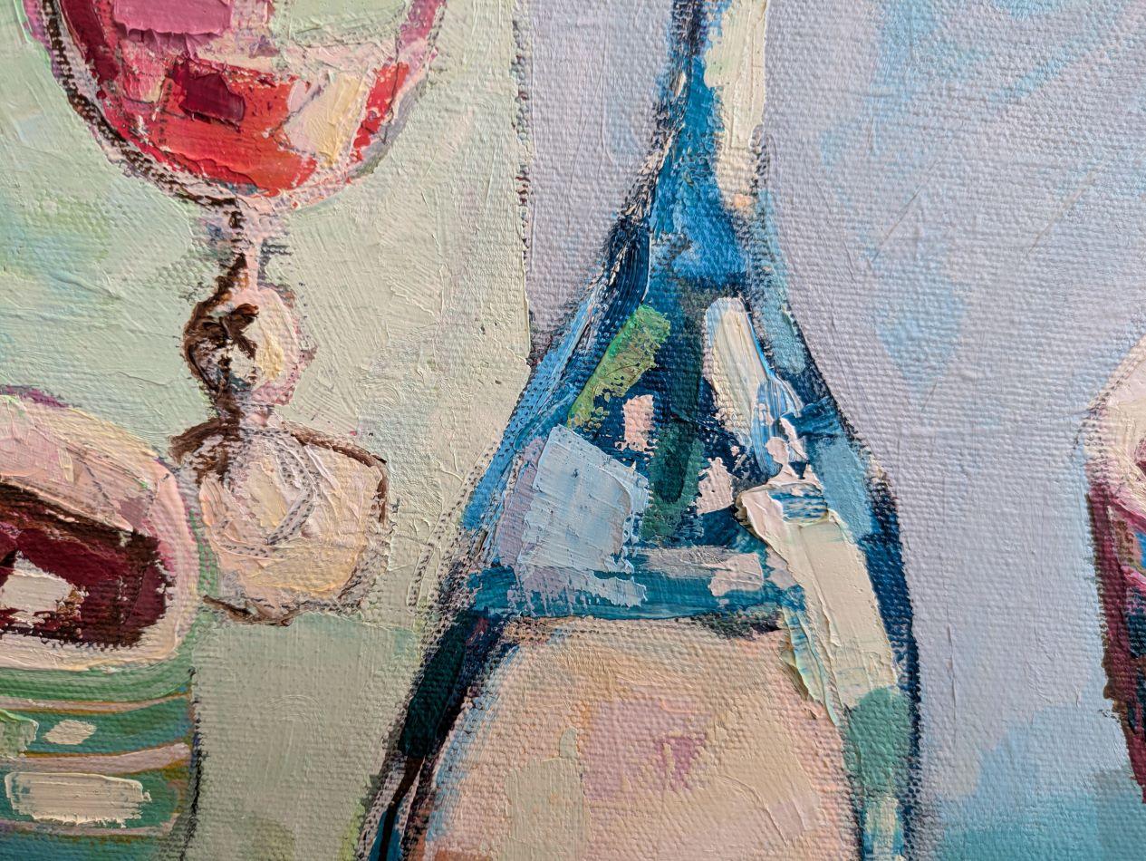 Winter Celebration -contemporary still-life colourful table oil painting - Contemporary Painting by Ania Pieniazek