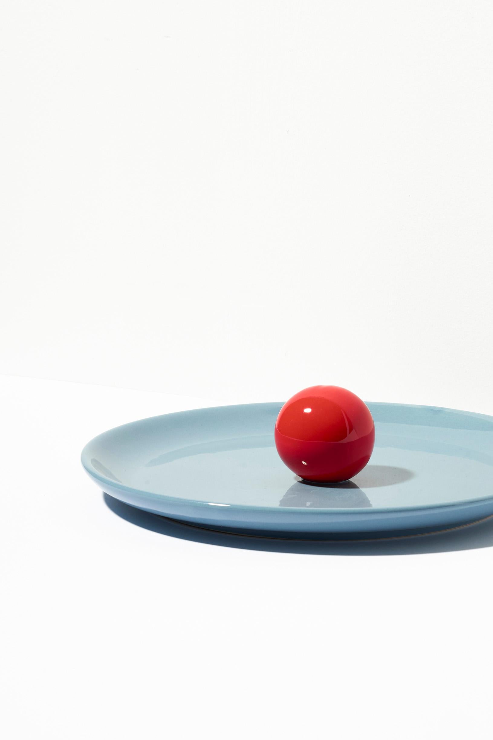 Modern Aniela Platter / Circus / Denim / Red by Malwina Konopacka For Sale