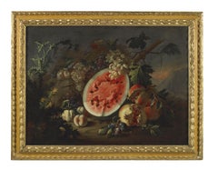 17th Century Still Life Aniello Ascione Still Life Watermelon Oil on Canvas