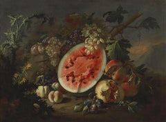 17th Century Still Life Aniello Ascione Still Life Watermelon Oil on Canvas
