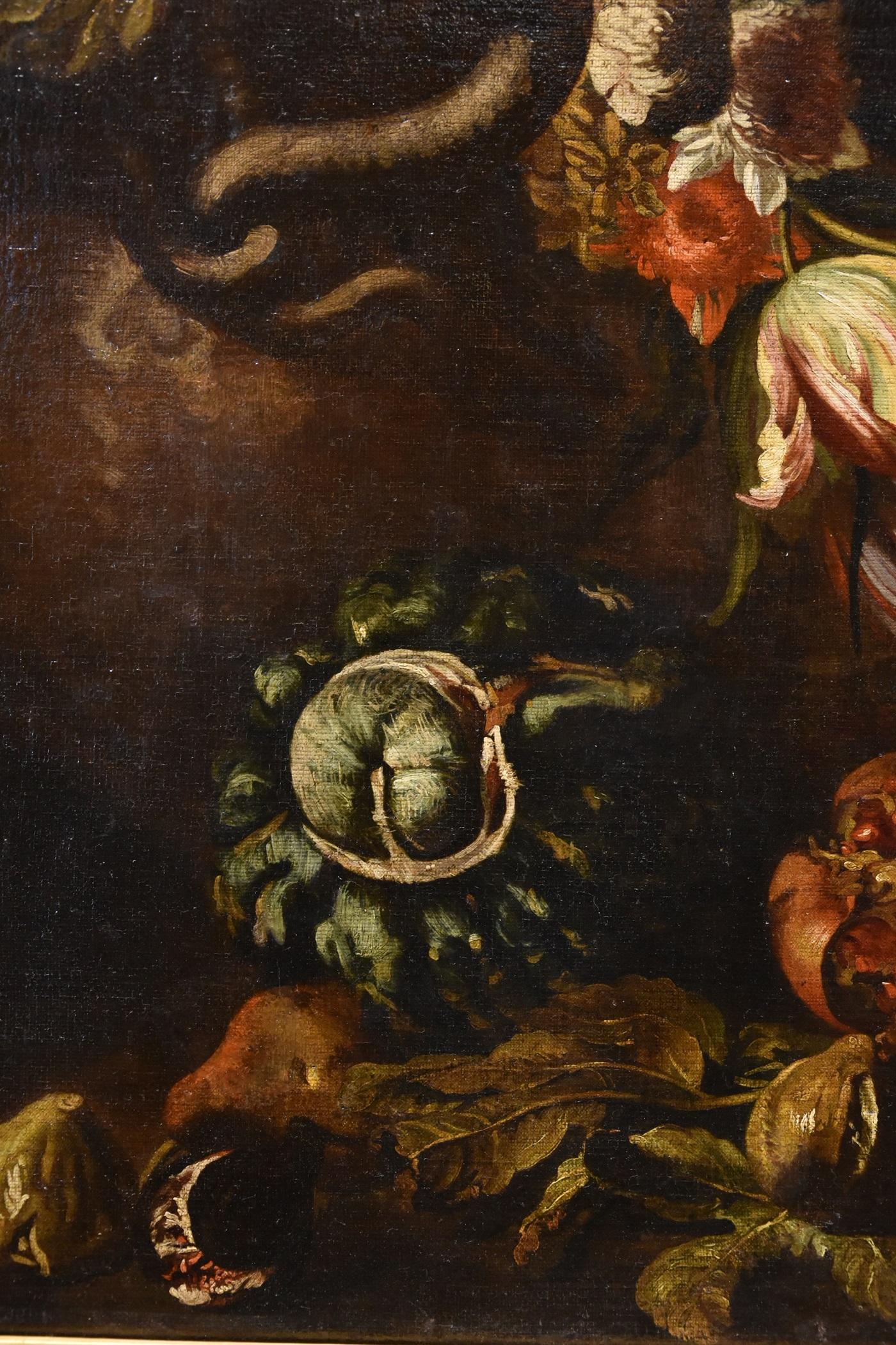 Natura morta di fiori Ascione 17/18° Secolo Dipinto Olio su tela Vecchio maestro Italia in vendita 9