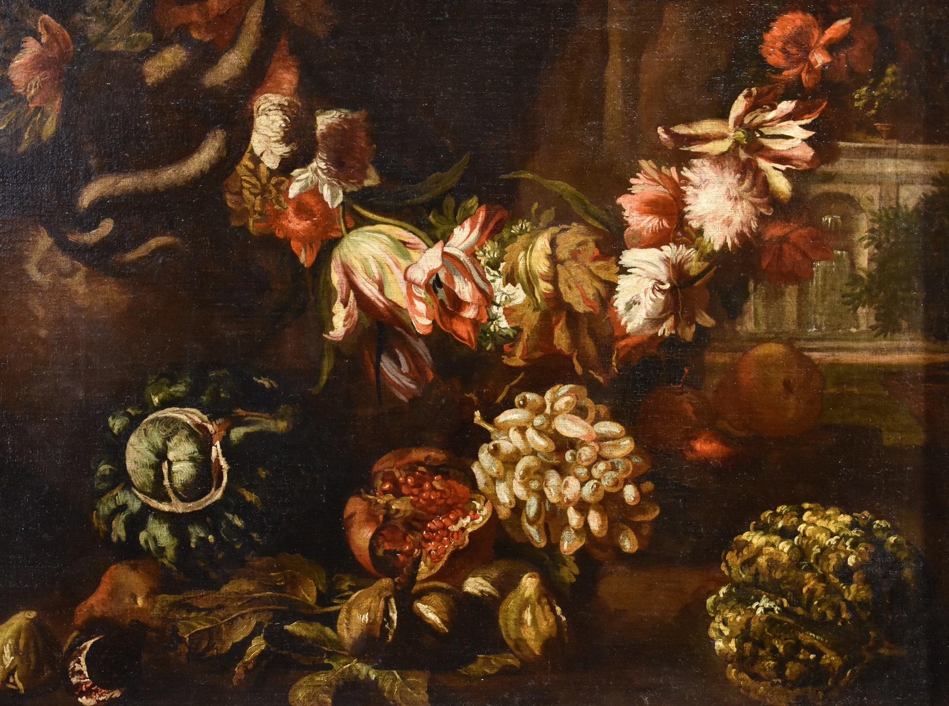 Natura morta di fiori Ascione 17/18° Secolo Dipinto Olio su tela Vecchio maestro Italia in vendita 3