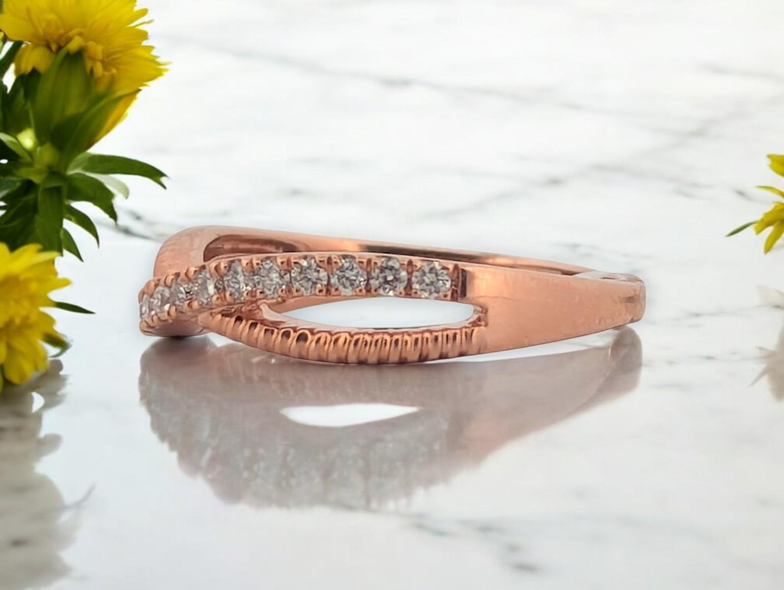 Rose Cut Anika  10K Rose Gold Diamond Ring, 0.25 CTW, Stacking Band, Engagement Ring For Sale