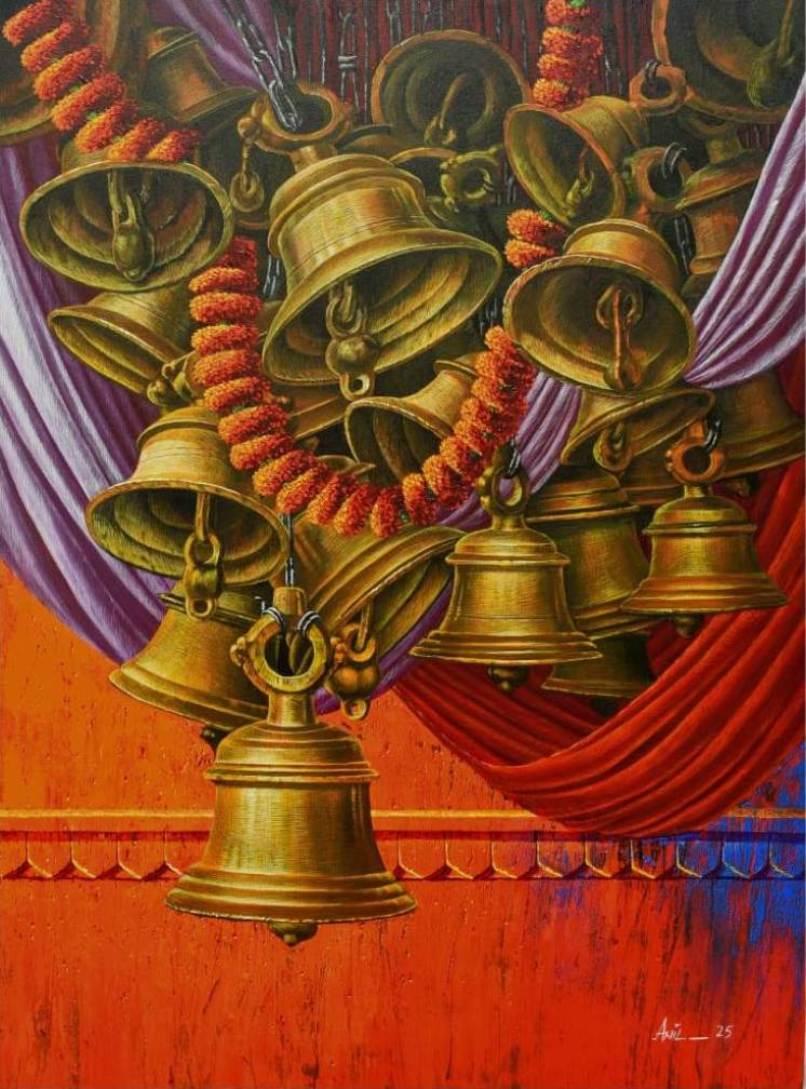 Aradhana-76, Figurativ, Acryl auf Leinwand, Zeitgenössischer Indischer Künstler-auf Lager