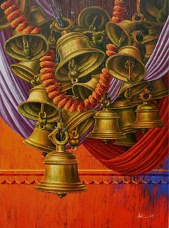 Aradhana-76, Figurativo, Acrilico su tela, Artista indiano contemporaneo-in stock