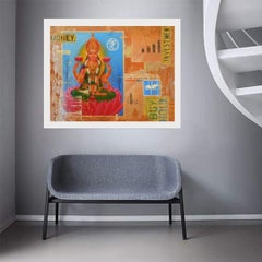 Mahalaxmi, Acrylic on Canvas, Red, Yellow by Contemporary Artist "In Stock"