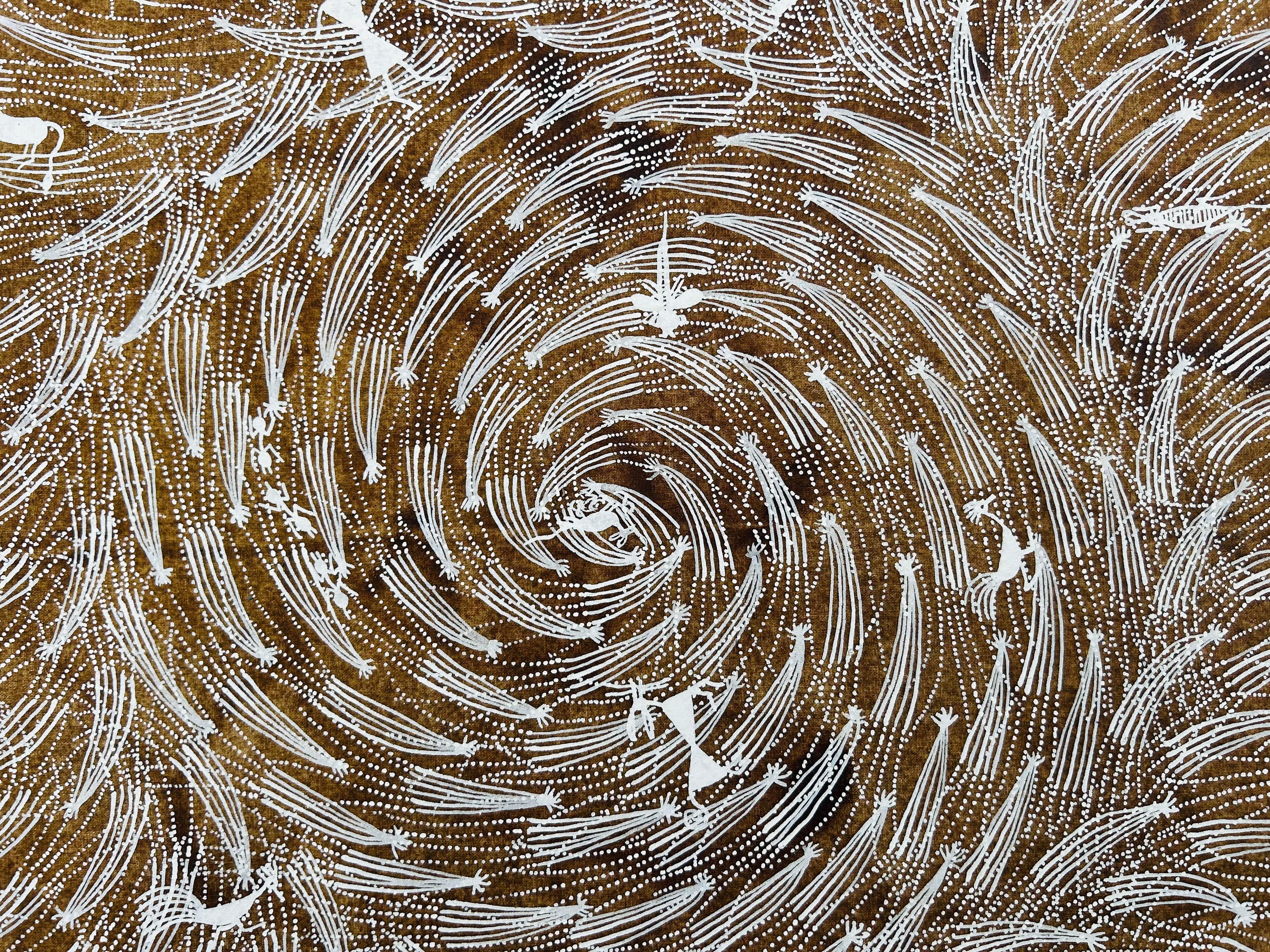 Grande peinture sur toile Tribal Art Inde Village Natural Village Minimalist en vente 6