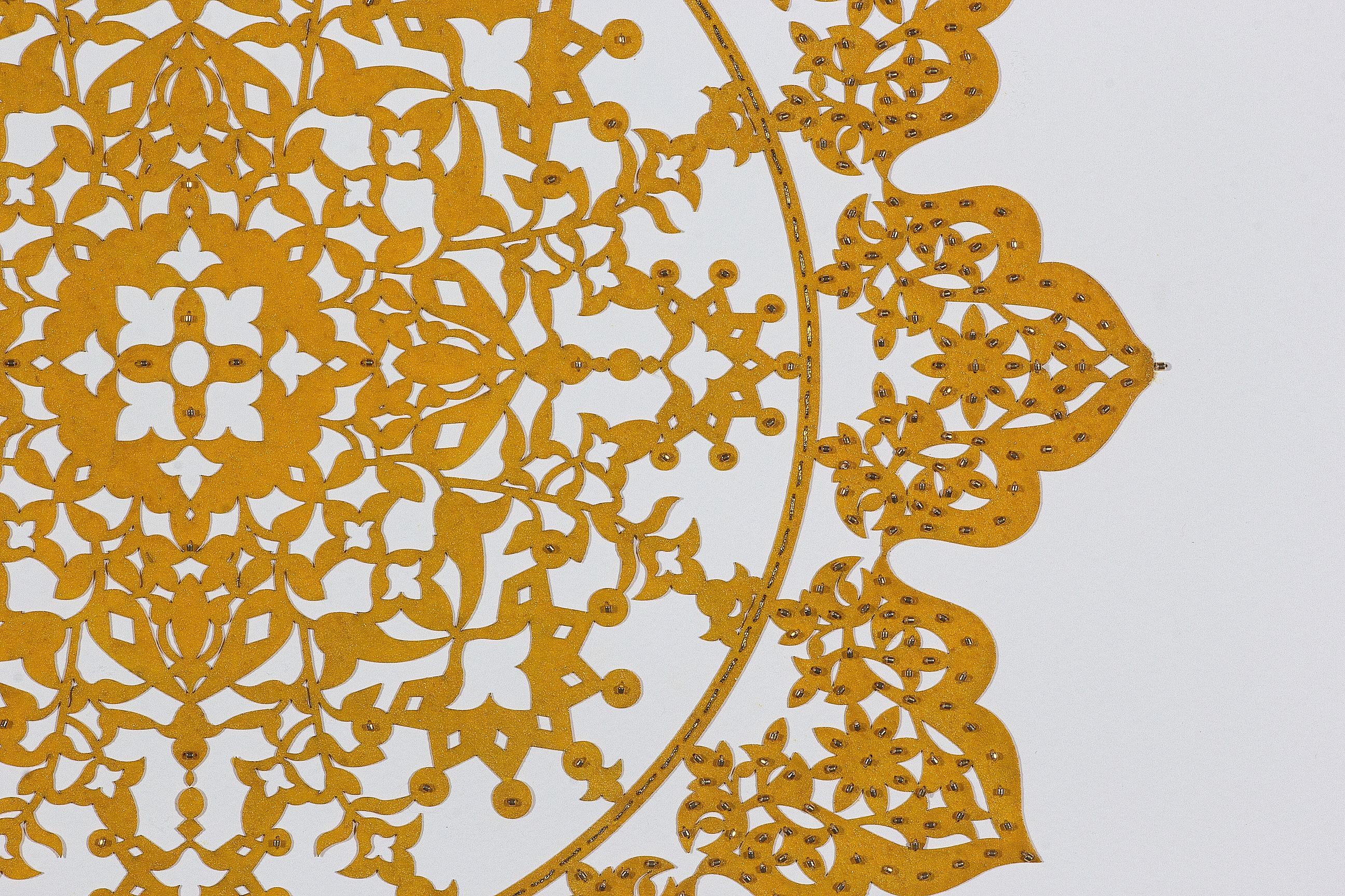Flowers (Mustard Yellow) - Abstract Geometric Painting by Anila Quayyum Agha