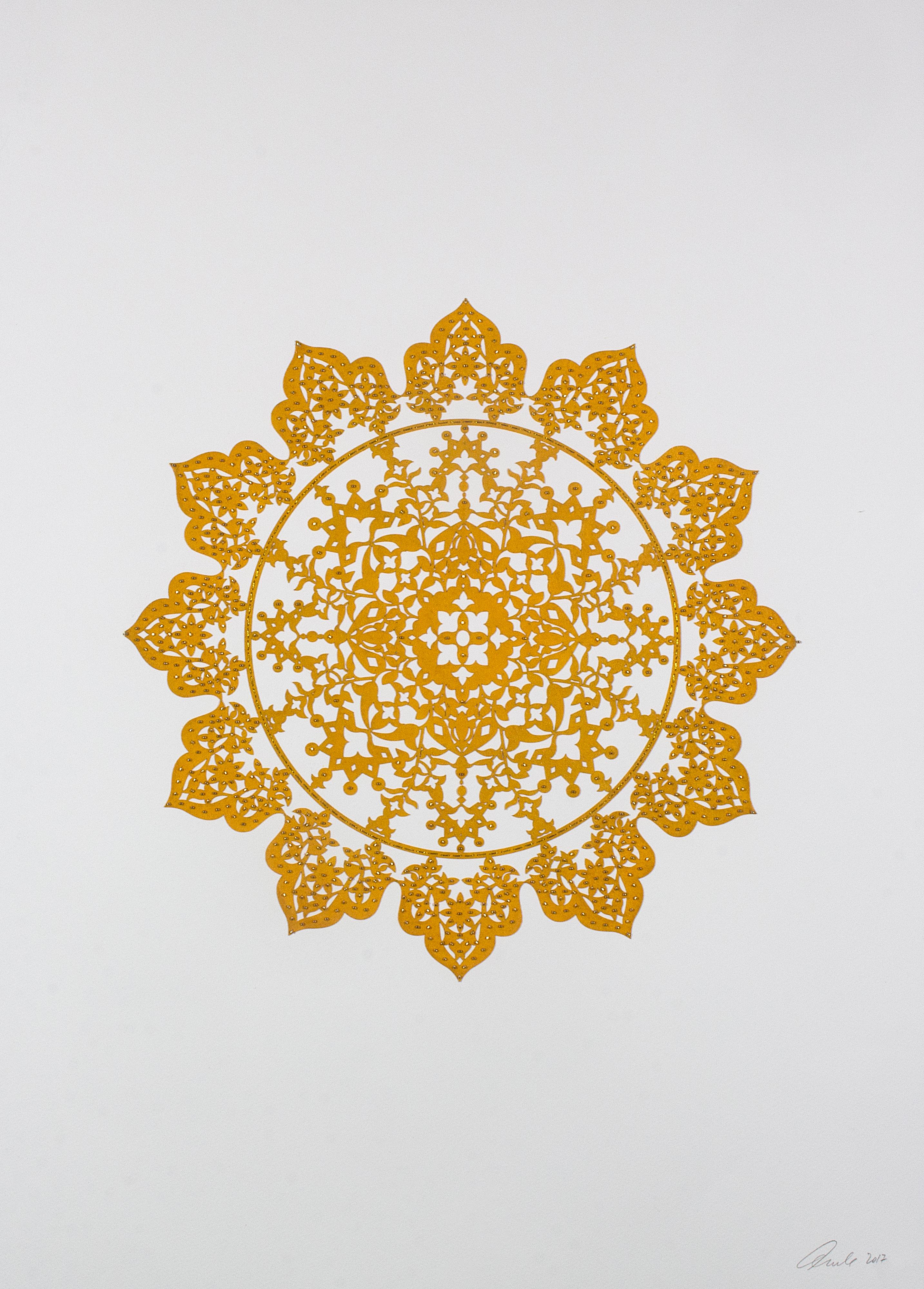 Anila Quayyum Agha Abstract Painting - Flowers (Mustard Yellow)