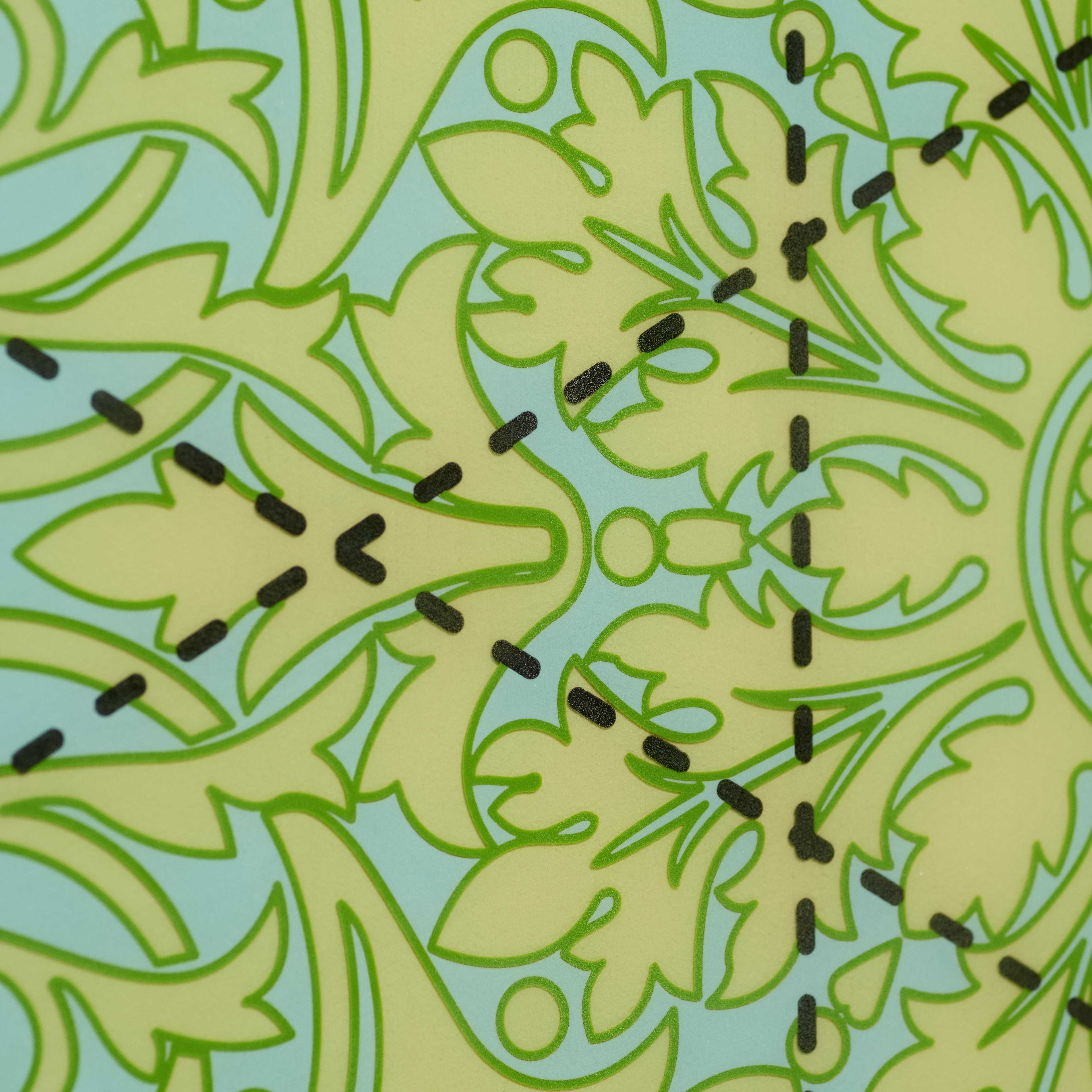 Quadro in resina verde e blu con motivi geometrici dell'India del Sud in vendita 2