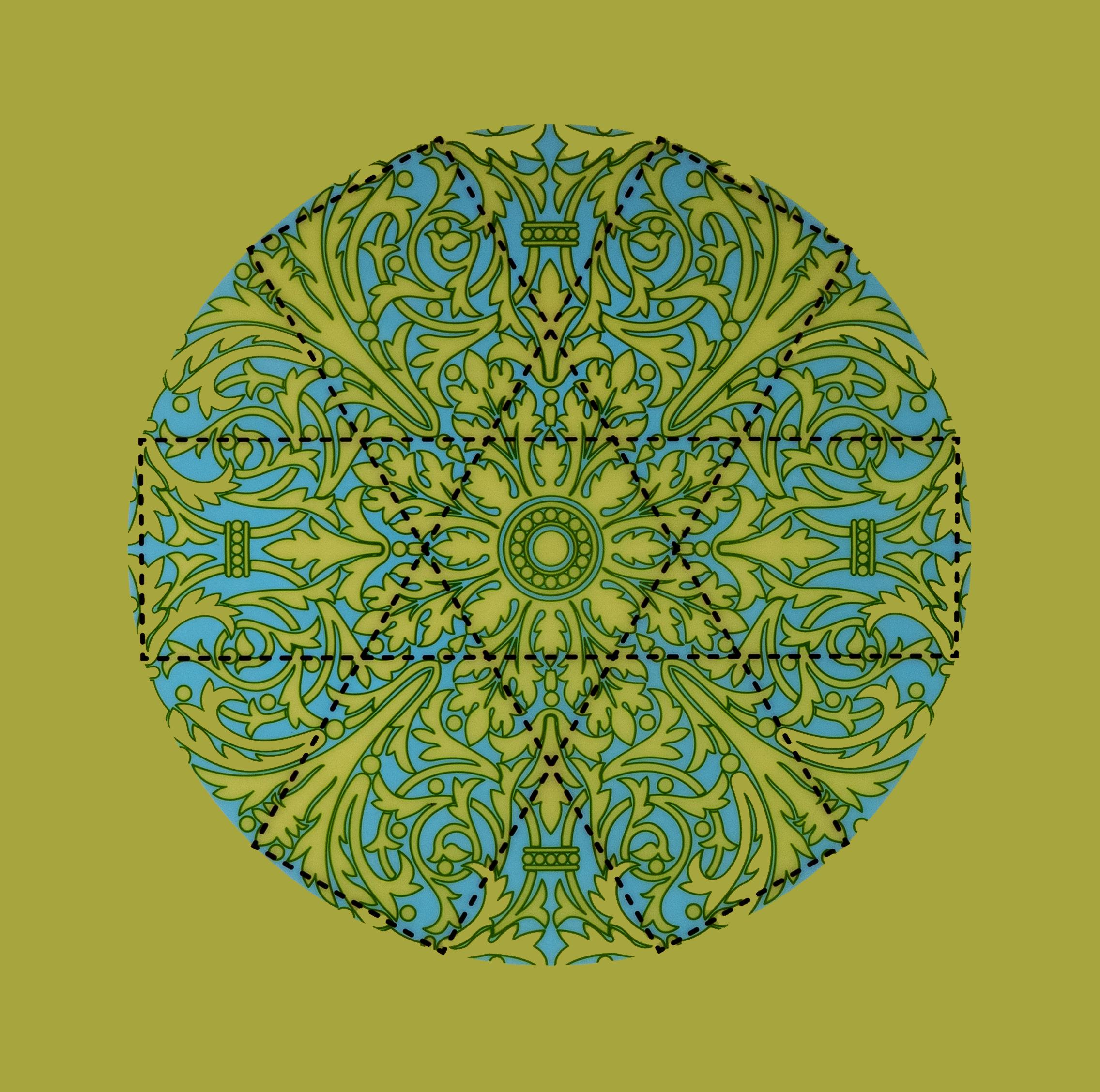 Abstract Painting di Anila Quayyum Agha - Quadro in resina verde e blu con motivi geometrici dell'India del Sud