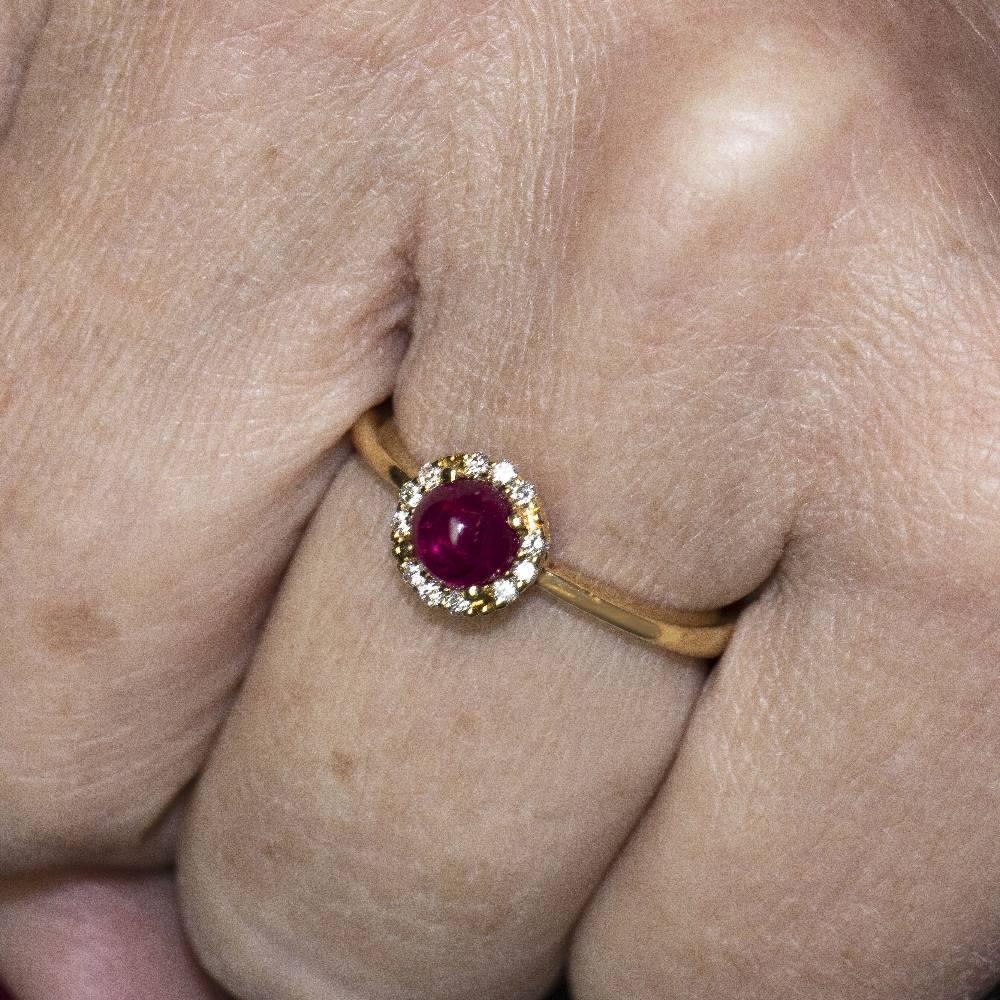 Bague en or, Brilliante et Rubis en vente 2