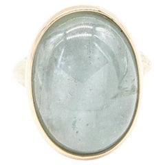 Rose Gold and Silver Ring with Milky Aquamarine