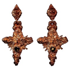 Anima Vestra Earrings: Hand-Sculpted 24K Gold Gothic Elegance, Luxury Design