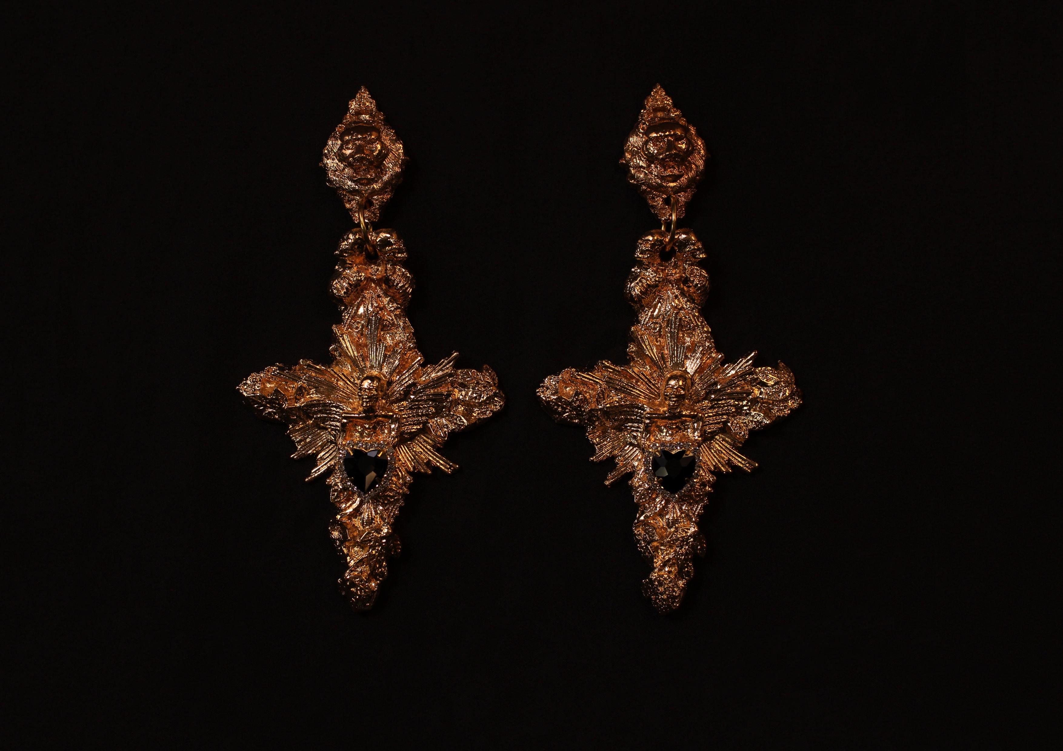 Anima Vestra earrings Hand-Sculpted Sterling Silver Gothic Luxury, Statement For Sale 2