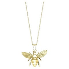 Collier abeille en or et diamants 0,01 carat