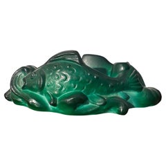 Animal Art Glass Object Malachite Fish designed by H. Hoffmann and C. Schlevogt.