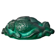 Animal Art Glass Object Malachite Fish designed by H. Hoffmann and C. Schlevogt.