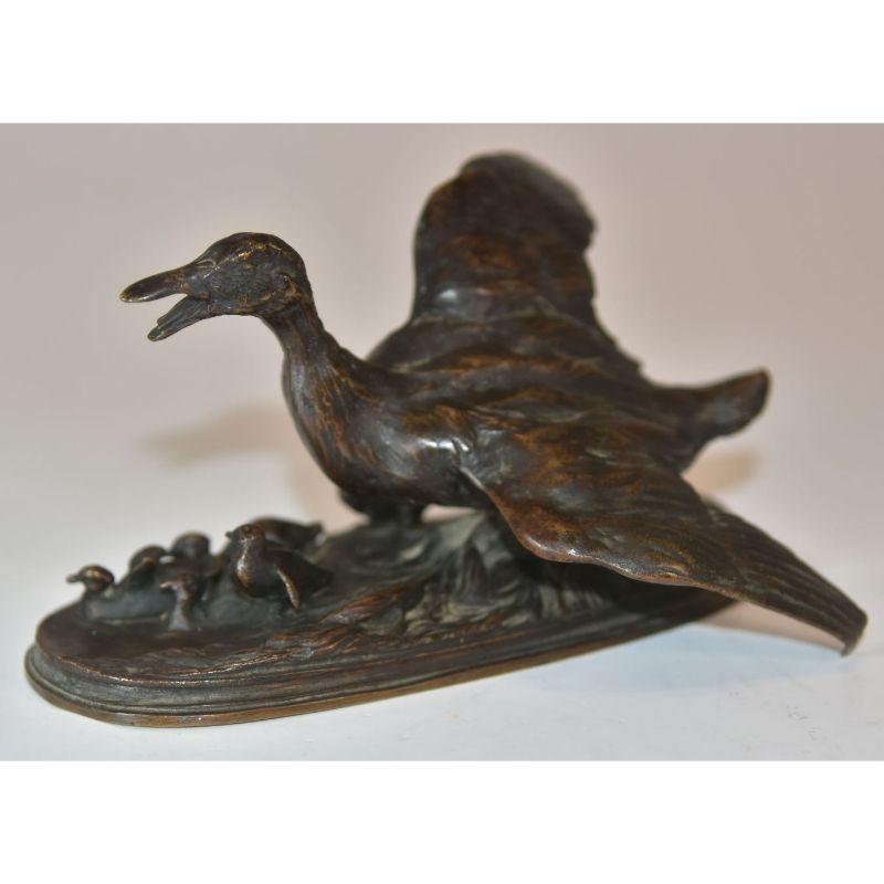 Animal Bronze Cane with Its 6 Ducklings by Pj Mêne, 19th Century For Sale 1