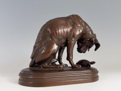 Bronze animalier Henri Alfred Jacquemart Chien et tortue Auguste Delafontaine