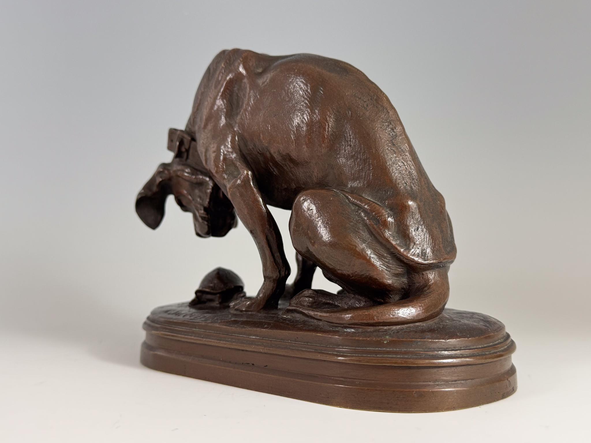 Louis Philippe Animal Bronze Henri Alfred Jacquemart  Hound and Tortoise Auguste Delafontaine For Sale