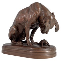 Animale bronzo Henri Alfred Jacquemart  Mastino e tartaruga Auguste Delafontaine