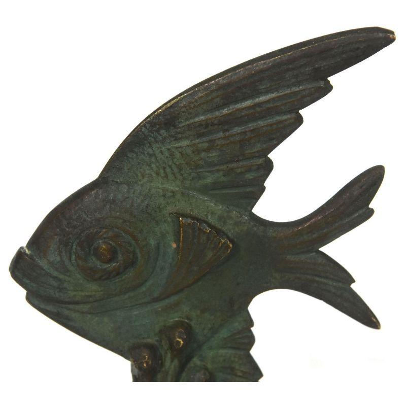 Animal Bronze Press Book Fish Scalar Art Deco Period 1930 In Good Condition For Sale In Marseille, FR