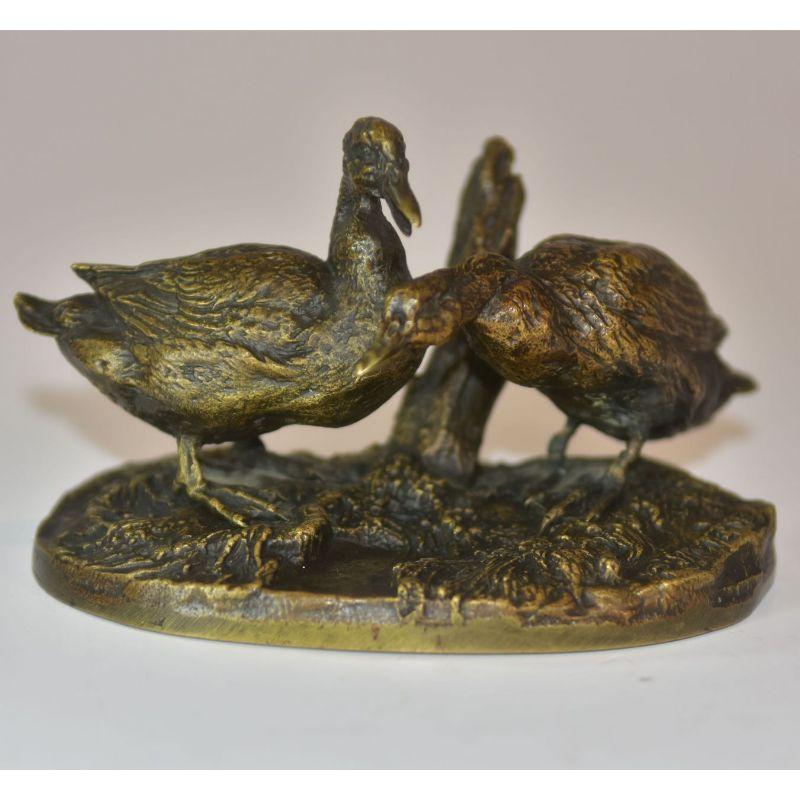 Group of ducks in patinated bronze medal of P. J Mène. XIXth century. Signature on the terrace. Dimension length 13.5 cm. 9 cm high and 8.5 cm deep.

Additional information:
Material: Bronze
Artist: Pierre-Jules Mene (1810-1879).