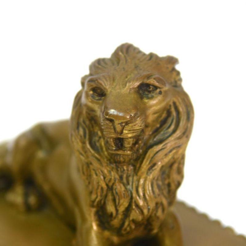 Patinated Animal Bronze with Bronze Lion, Early 20th Century For Sale