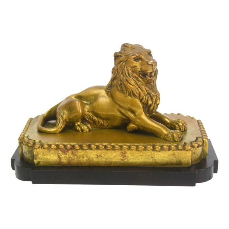 Animal Bronze with Bronze Lion, Early 20th Century