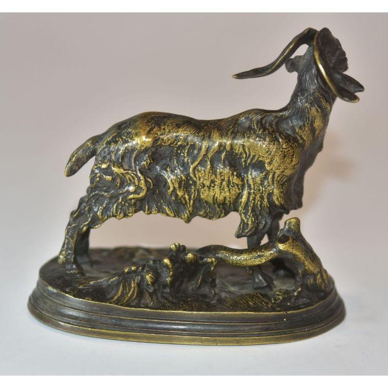 Bronze animalier avec chèvre par P. J Leads, fin du 19e siècle en vente 1