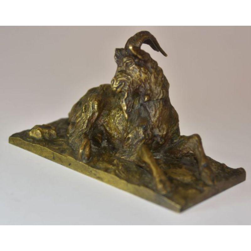 Patinated Animal Bronze with Mouflon with Medal Patina YY Fratin Xixth For Sale