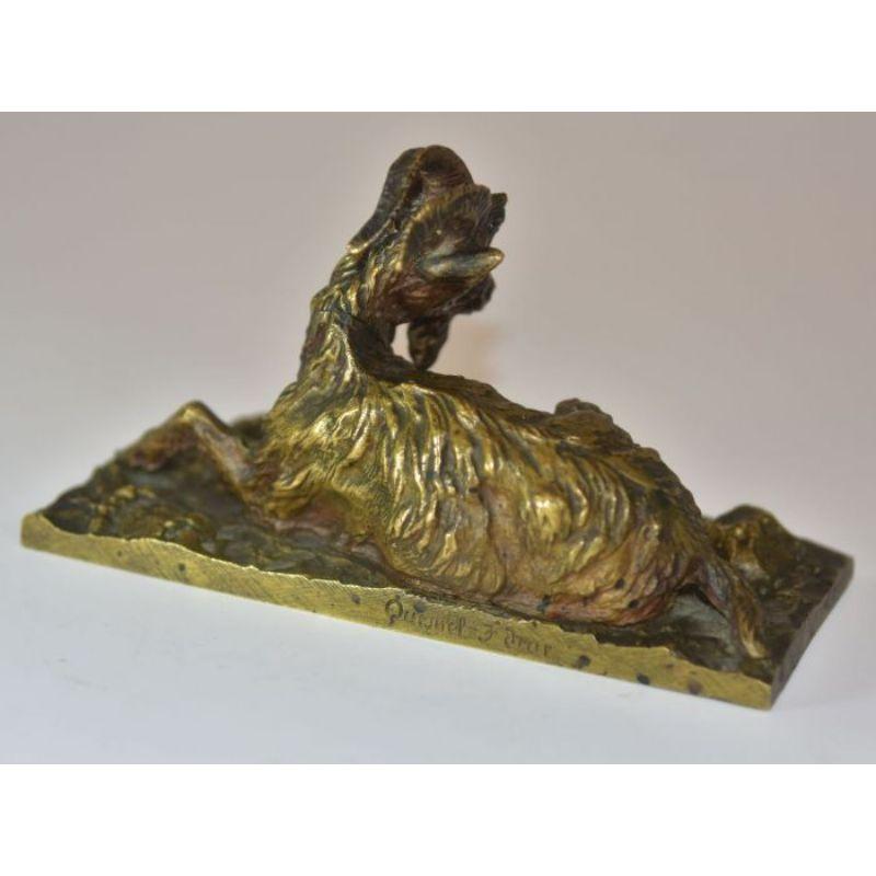 Tier Bronze mit Mouflon mit Medaille Patina YY Fratin Xixth (20. Jahrhundert) im Angebot