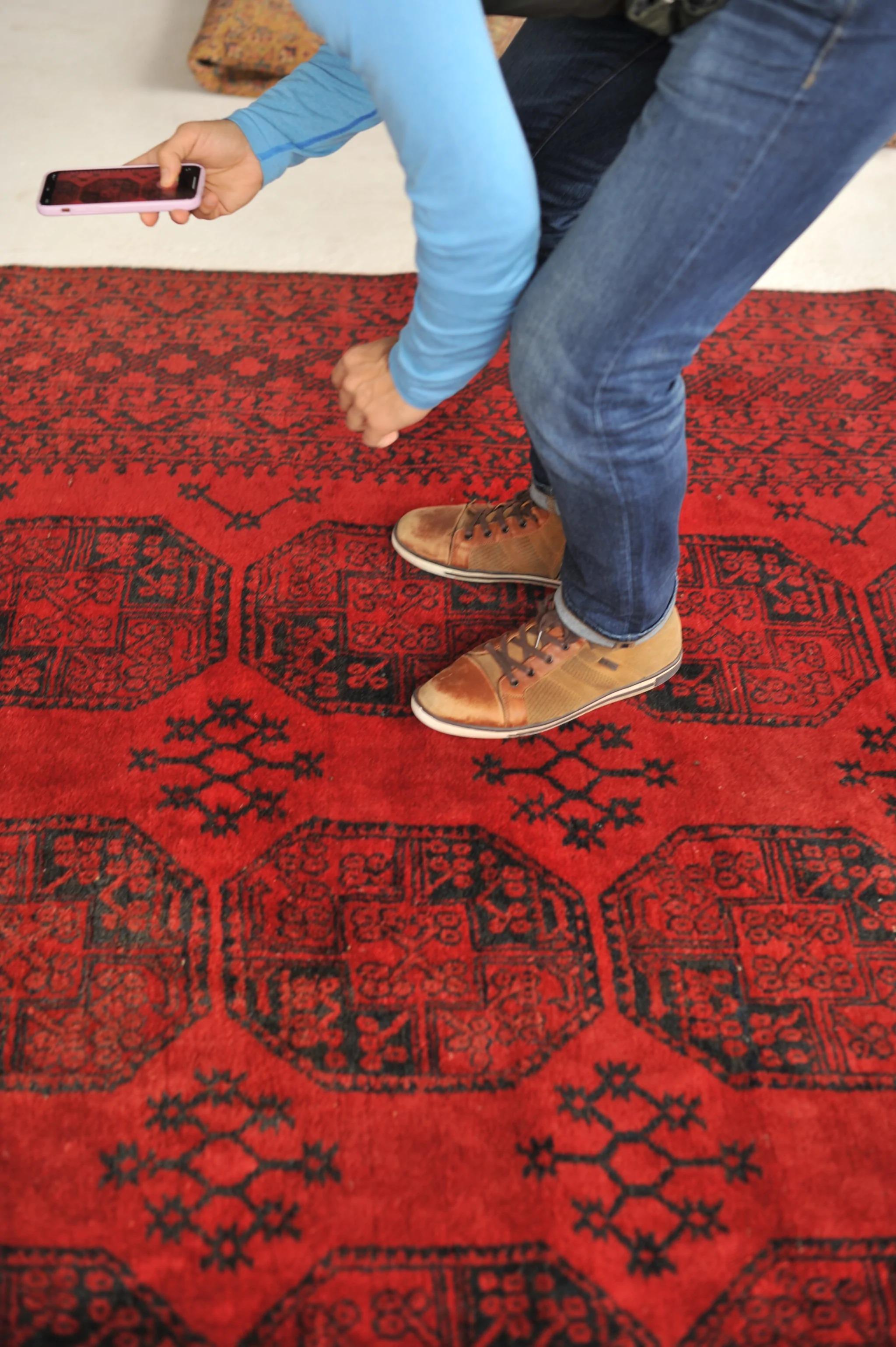 20th Century Animal Crossing Lovely Vintage Rug Ersari Elephant & Tracks, circa 1960's For Sale