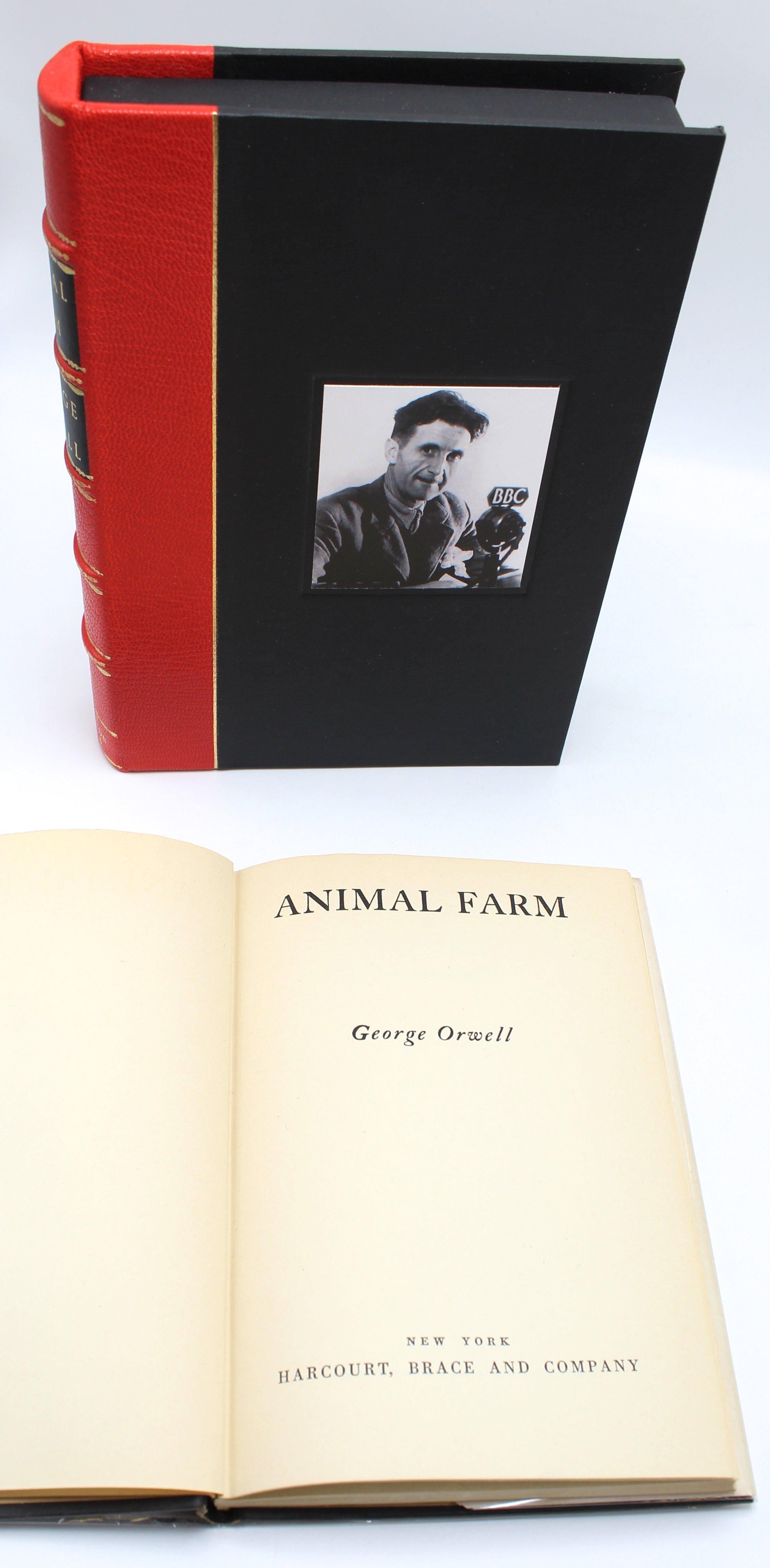 Orwell, George. Animal Farm. New York: Harcourt, Brace and Co., 1946. First American edition. First issue dust jacket with mylar cover. Presented in a custom clamshell.

This first American edition of Animal Farm features the original 1946 dust