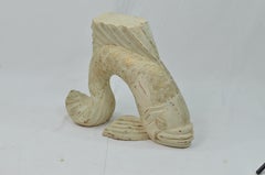Animal Fish-Shaped White Engraved Wood Table Bases, 2 Set of 2 Fish