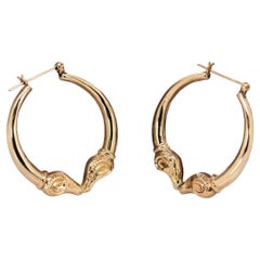 Boucles d'oreilles d'inspiration animale en or massif 14k, 31 mm, avec fermeture à loquet