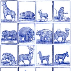 Animal Inspired, Graphic Blue and White Wallpaper: Serraglio