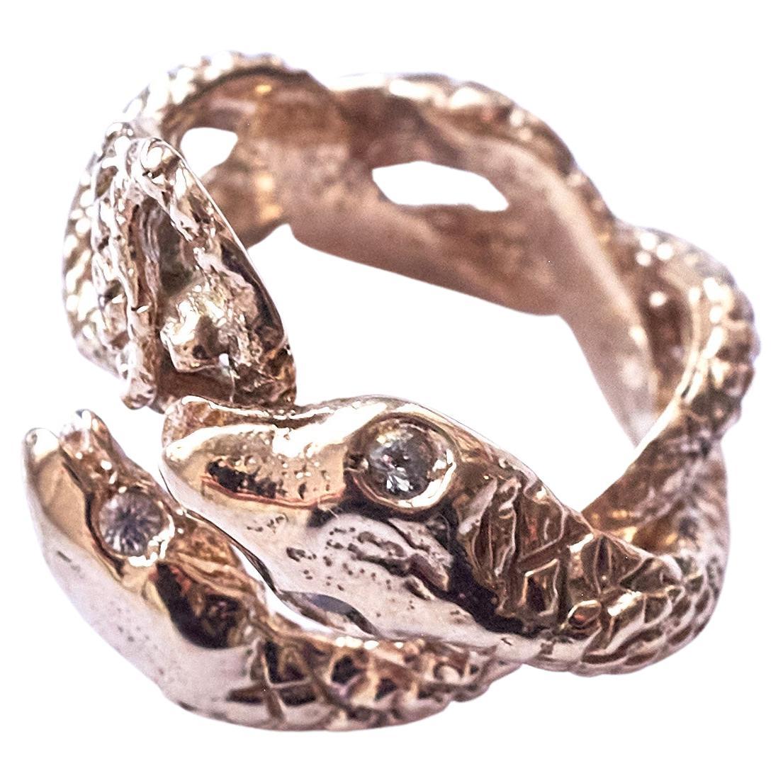 Animal jewelry Aquamarine Snake Ring Bronze Cocktail Ring J Dauphin For Sale