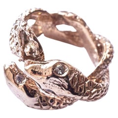 Animal jewelry Aquamarine Snake Ring Bronze Cocktail Ring J Dauphin