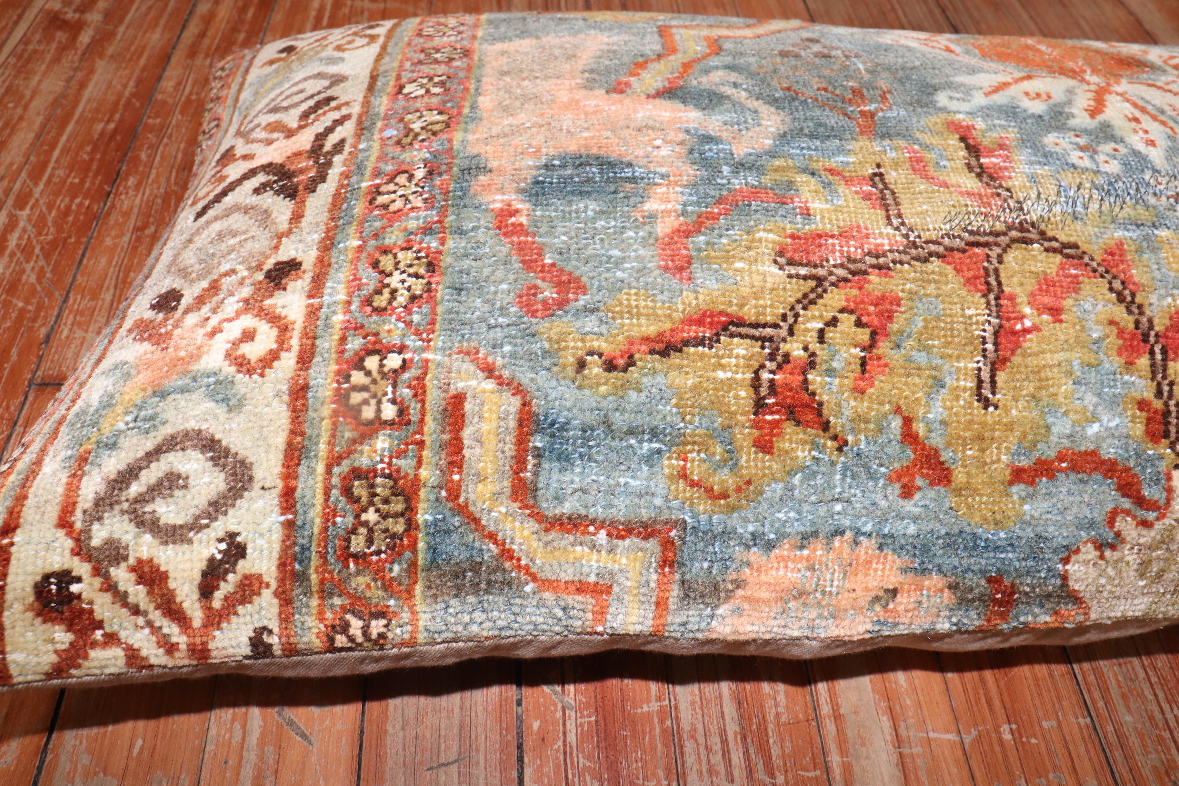 Animal Motif Antique Persian Bidjar Floor Size Rug Pillow In Good Condition For Sale In New York, NY