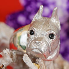 Animal Motif Ring Sooo Cute a Boxer Dog Head 14 Kt White Gold