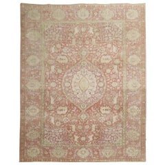 Animal Motif Rose Lavender Turkish Room Size Rug, 20th Century