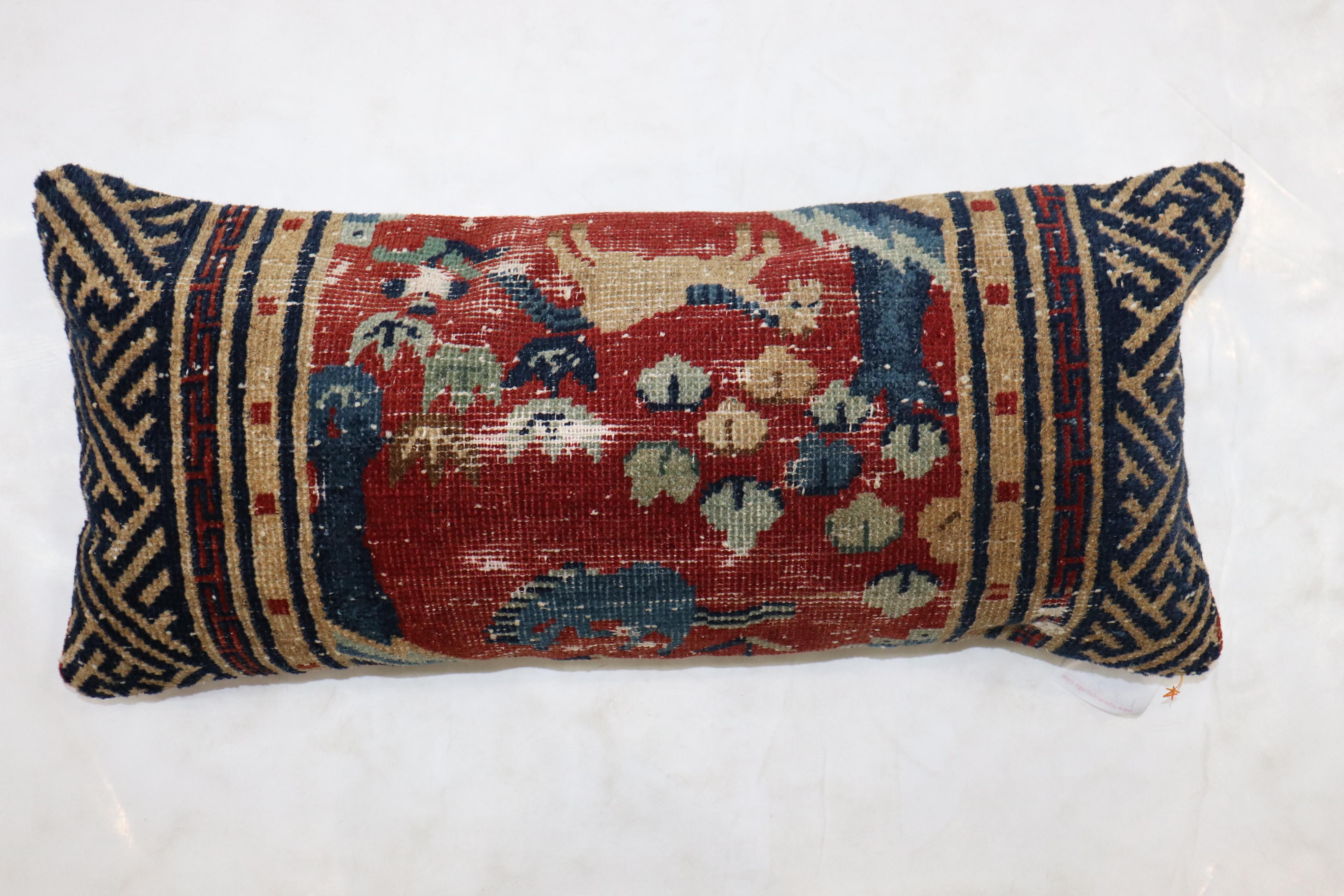 Animal Motif Tibetan Bolster Size Pillow In Fair Condition In New York, NY