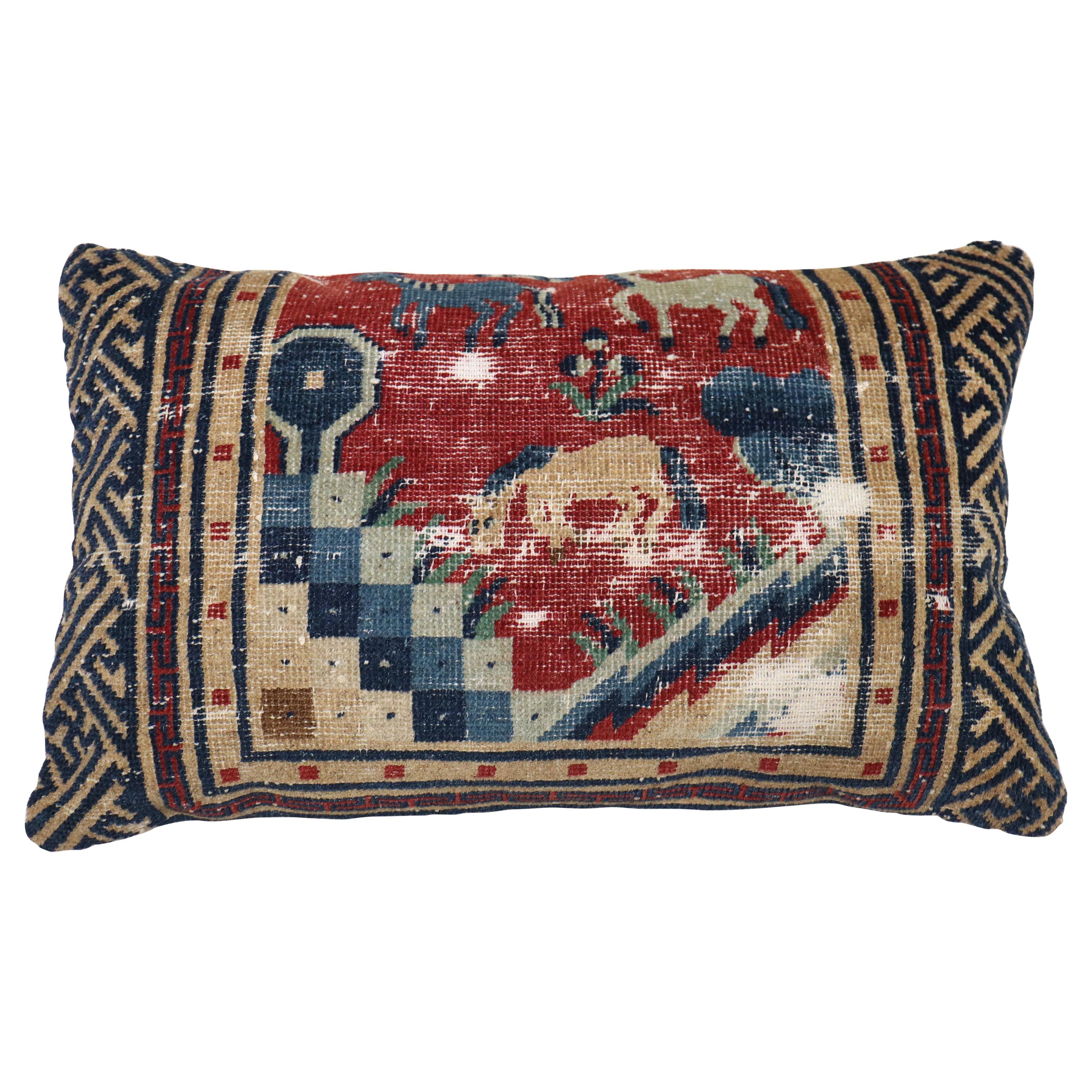 Animal Motif Tibetan Large Lumbar Size Pillow For Sale