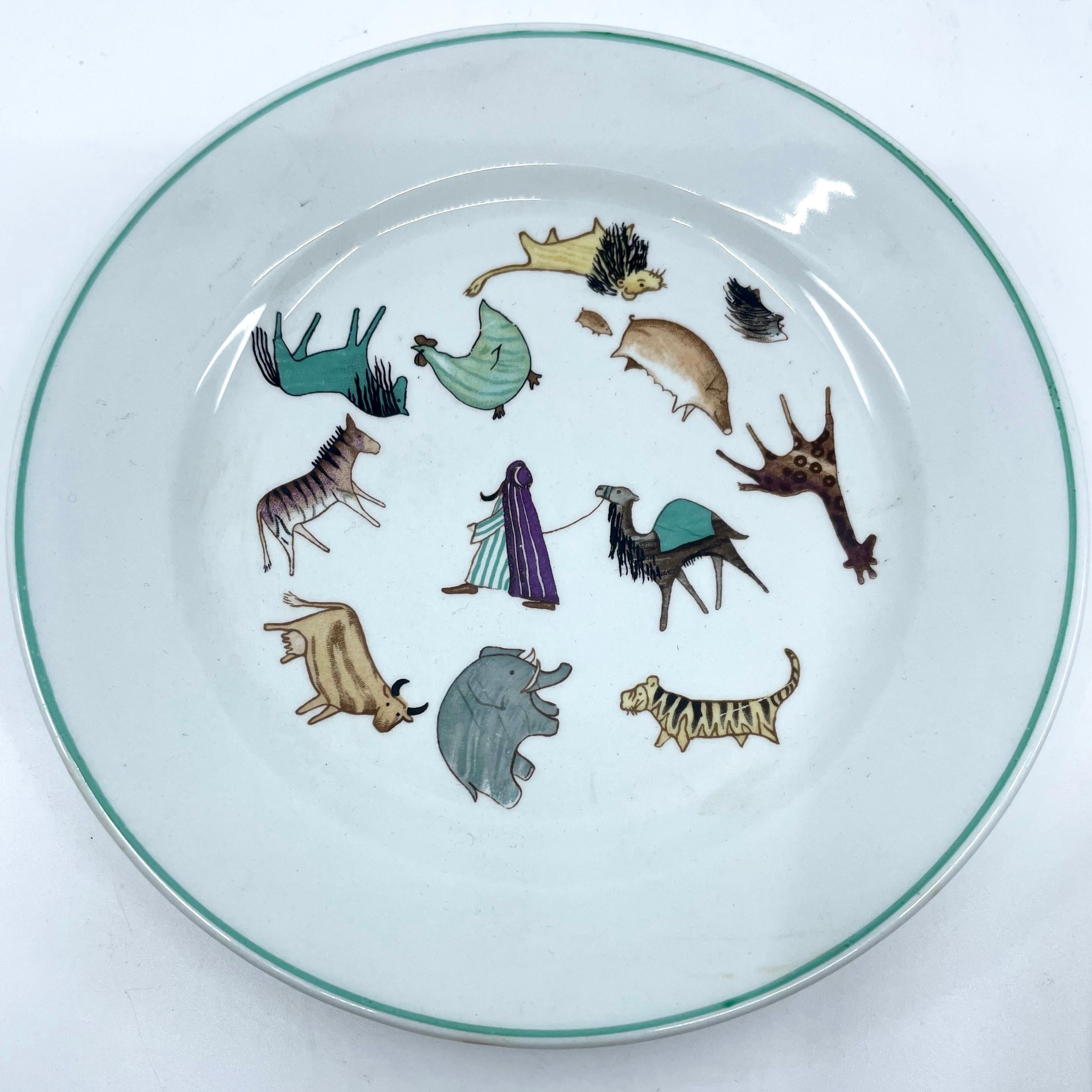 Glazed Animal Parade Child's Plate and Bowl Set For Sale